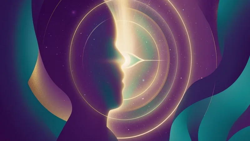 Silhouette of a mind illuminated from within, representing self-realization and inner resistance