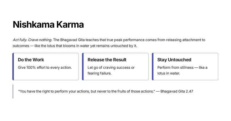 Nishkama Karma Detachment Peak Performance